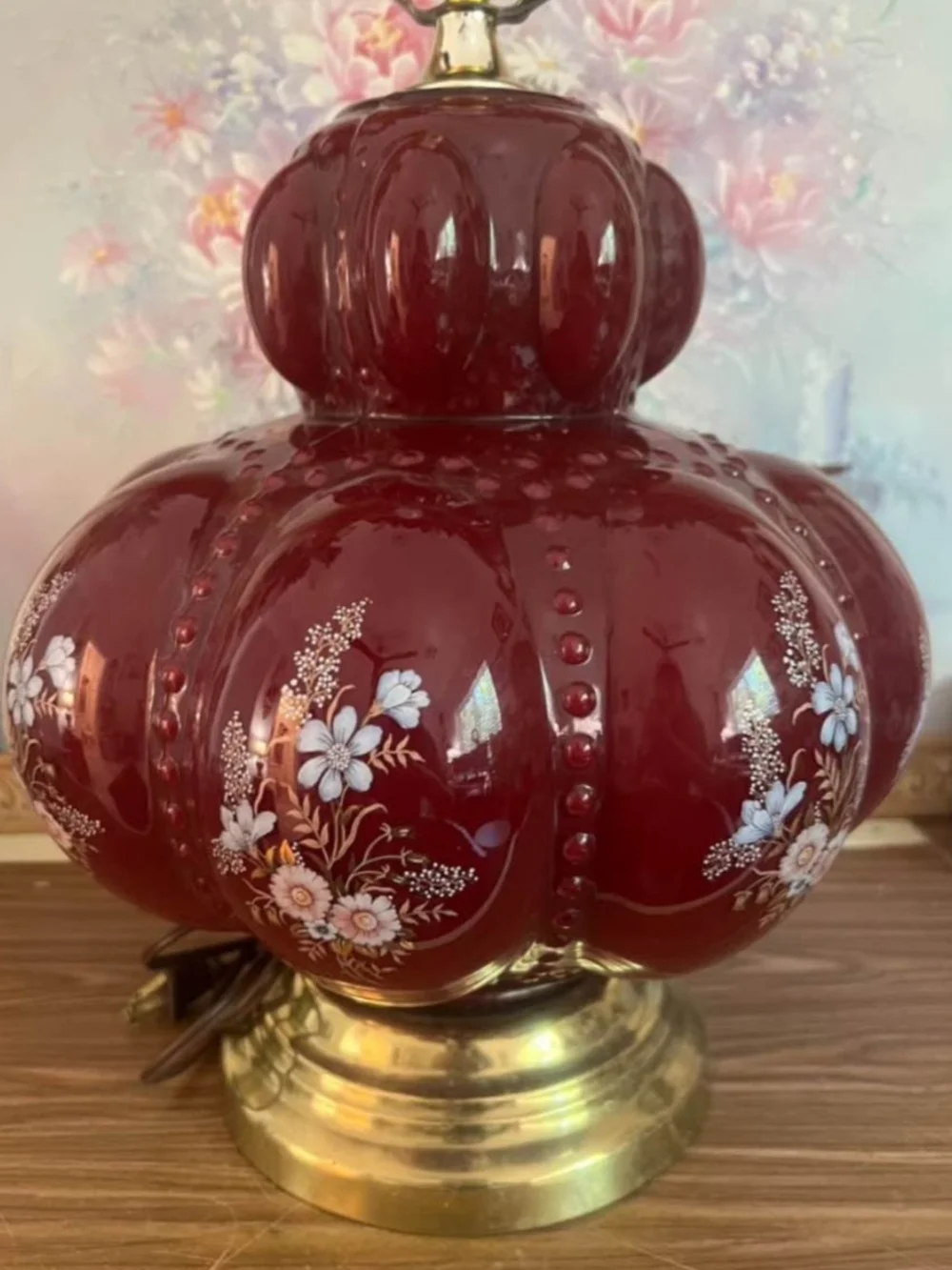 Vintage Carl Falkenstein Red Bubble Glass Lamp — Hollywood Regency